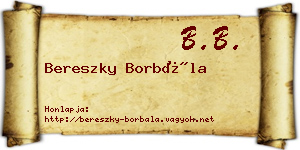 Bereszky Borbála névjegykártya
